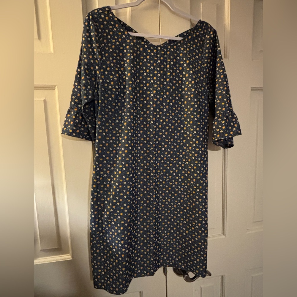 Modcloth Midnight Blue Floral Midi Dress